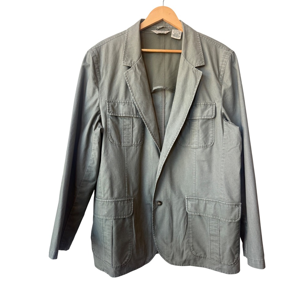 Vintage L.L. Bean Mens Safari Field Blazer Jacket 48R Utility Hunting Military